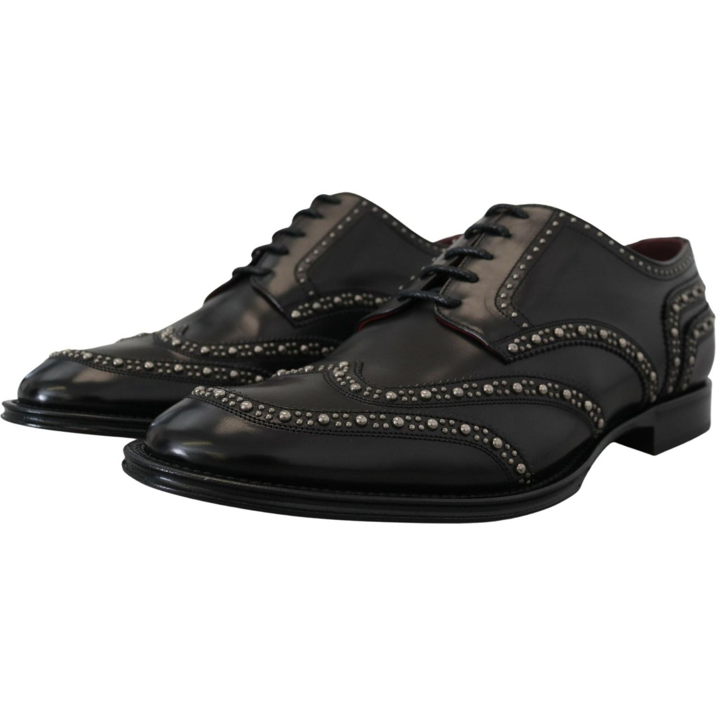 Dolce & Gabbana Black Leather Derby Dress Studded Shoes