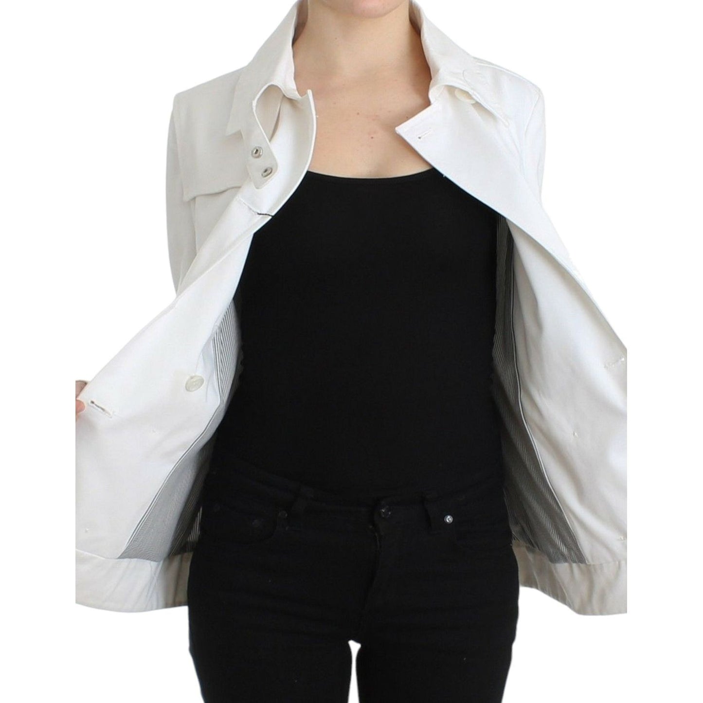 GF Ferre White Double Breasted Jacket Coat Blazer Coats & Jackets