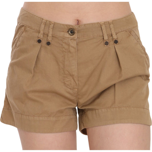 PLEIN SUD Brown Mid Waist 100% Cotton Mini Shorts
