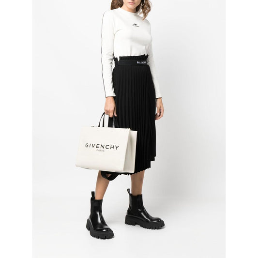 Givenchy Medium G-Tote Shopping Bag In Beige and Black Canvas Beige Shopper Givenchy