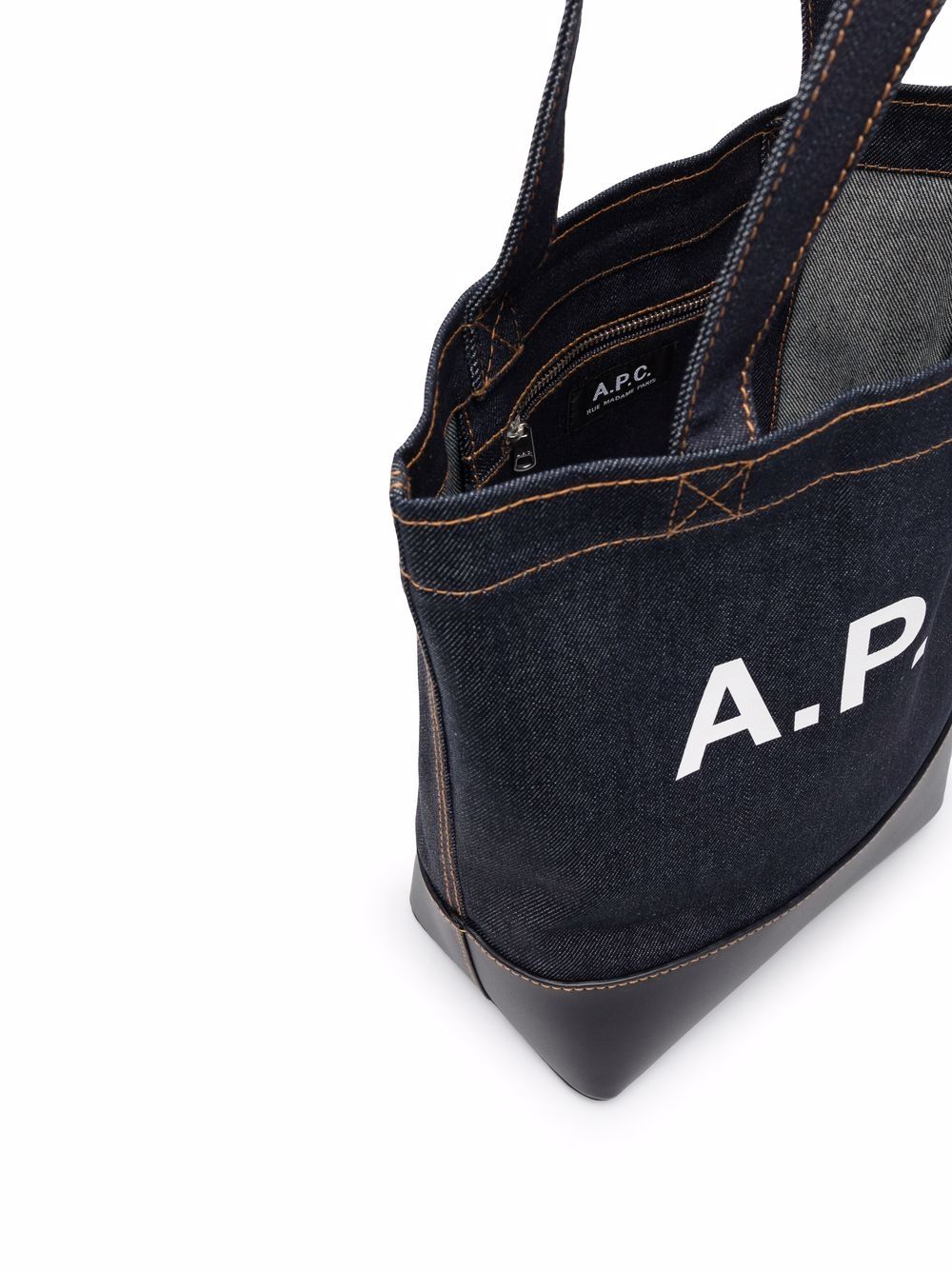 A.P.C. Axel denim leather Tote Bag Blue