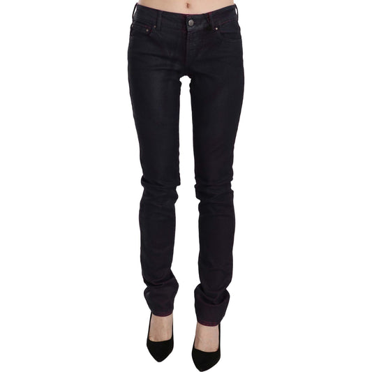 Just Cavalli Black Cotton Low Waist Skinny Denim Pants
