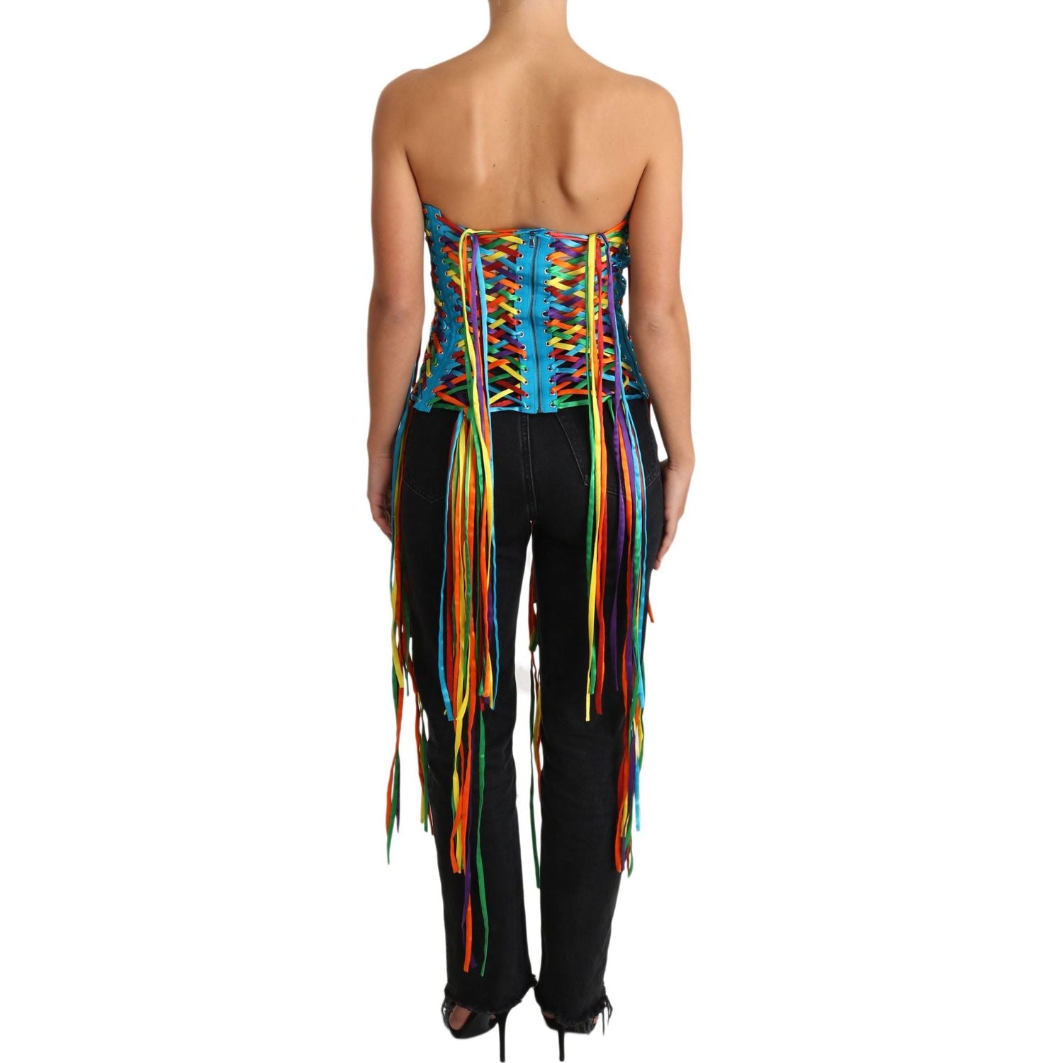 Dolce & Gabbana Multicolor Strings Bustier Polyester Corset  Top