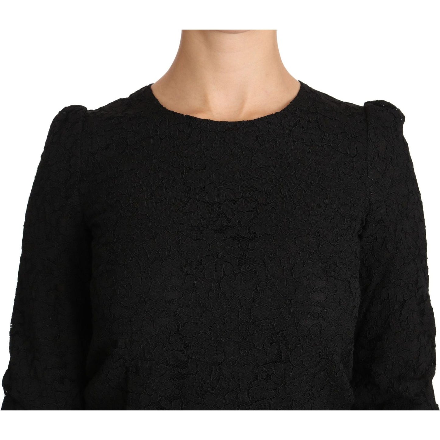 Dolce & Gabbana Elegant Black Floral Crewneck Blouse Dolce & Gabbana