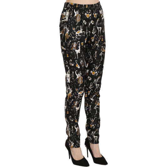 Dolce & Gabbana Elegant High Waist Tapered Silk Pants Jeans & Pants Dolce & Gabbana