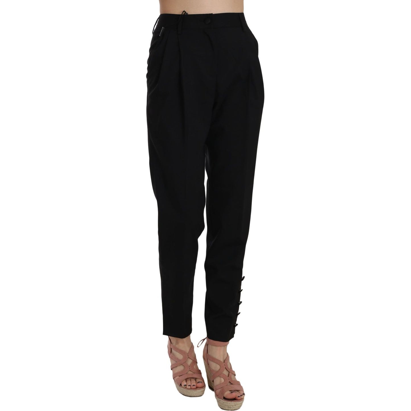 Dolce & Gabbana Elegant Pleated Tapered Black Trousers Jeans & Pants Dolce & Gabbana