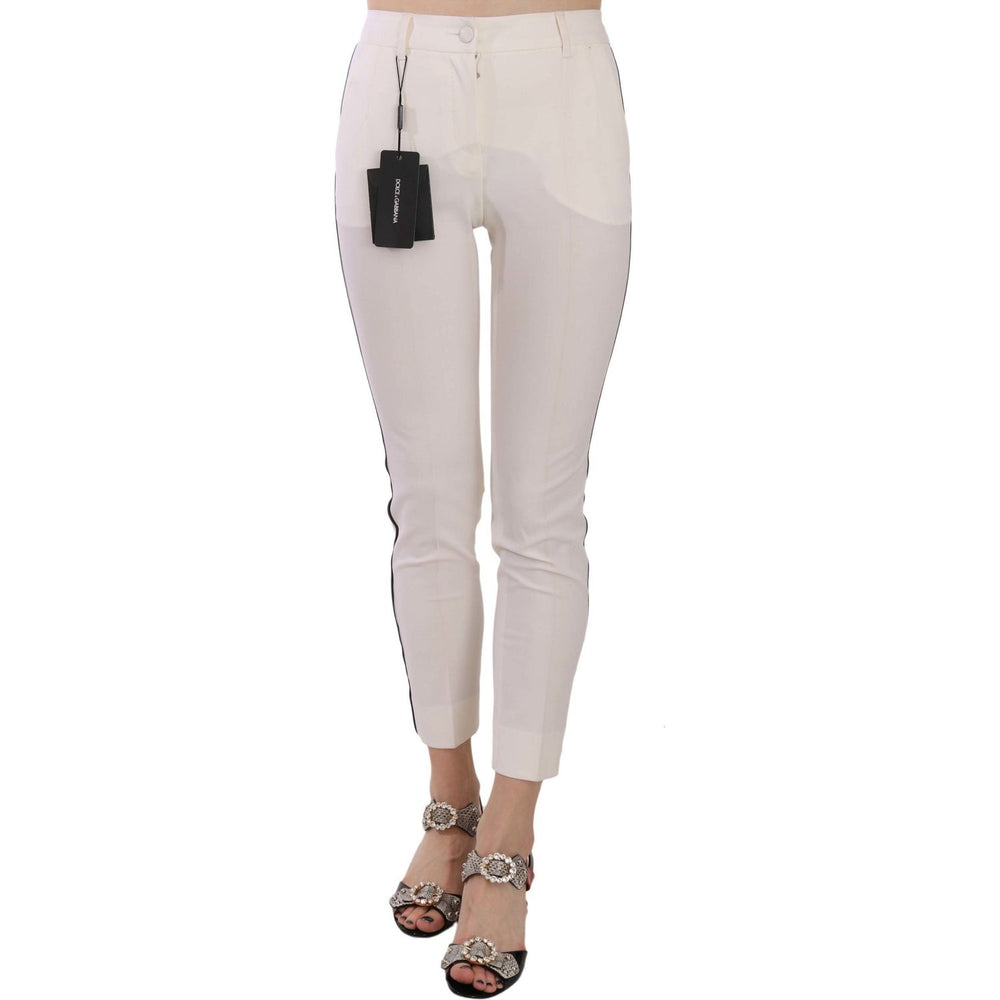 Dolce & Gabbana Elegant Side Stripe Cropped Wool Trousers Dolce & Gabbana Gray