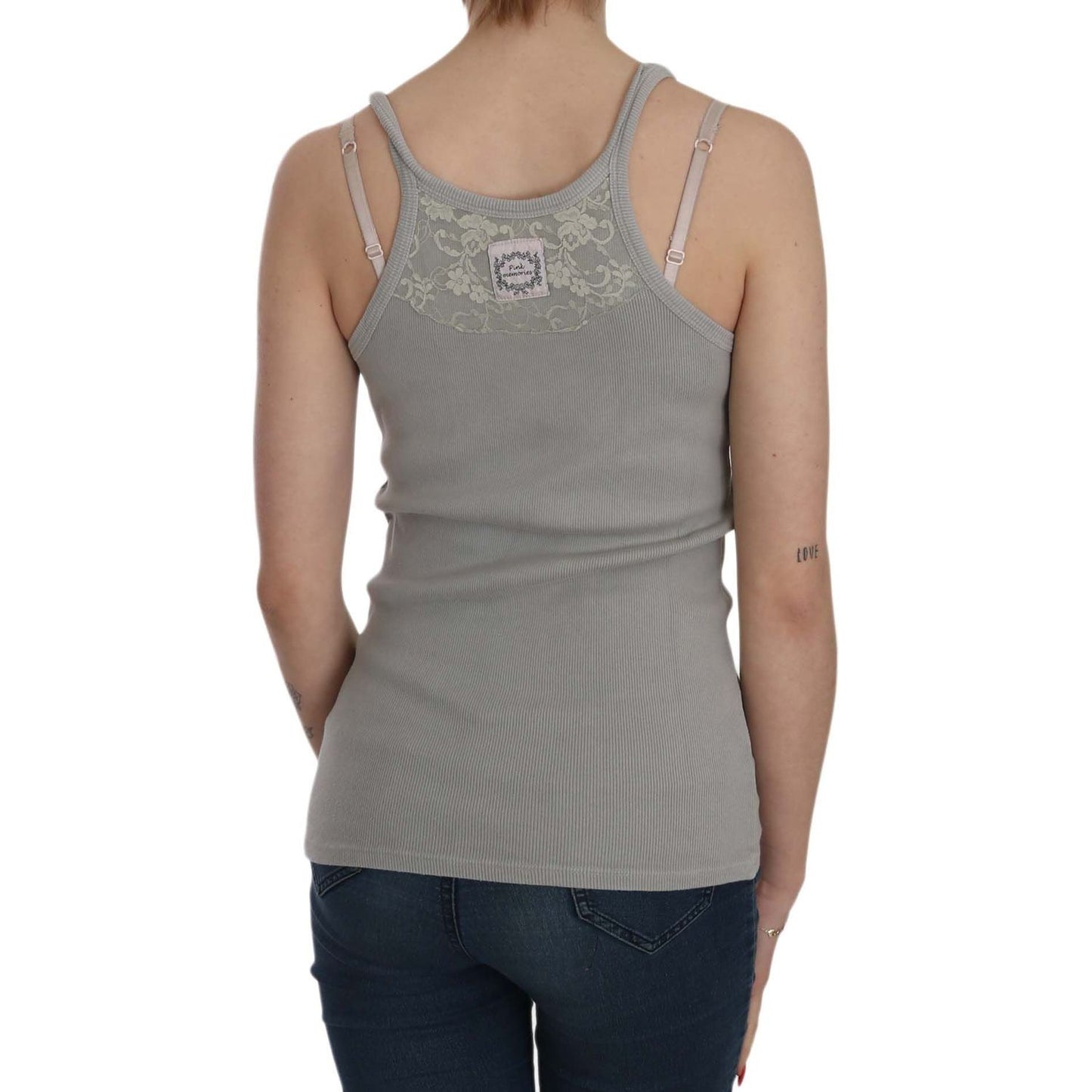PINK MEMORIES Grey Sleeveless Spaghetti Strap Shirt