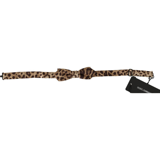 Dolce & Gabbana Brown Leopard Silk Adjustable Neck Papillon Men Bow Tie Dolce & Gabbana