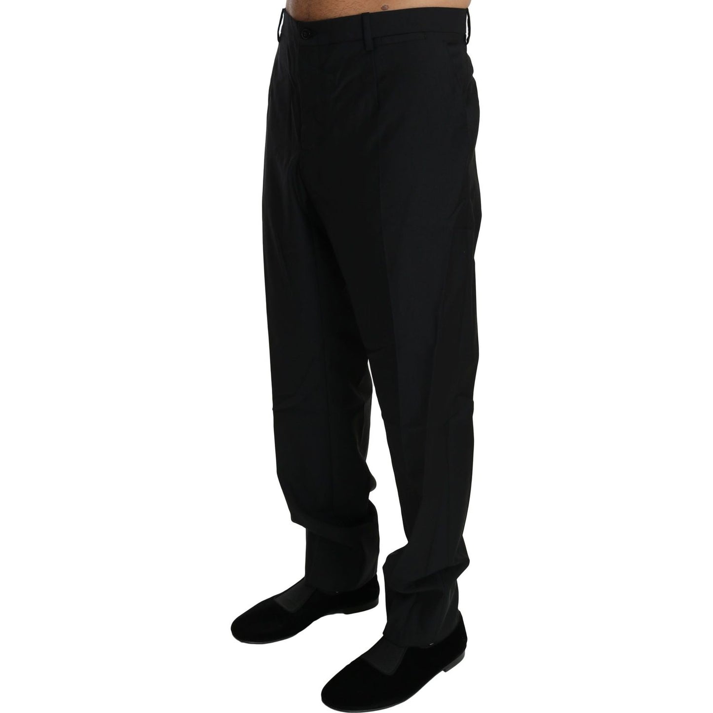 Dolce & Gabbana Black Dress Formal Trouser Men Wool Pants