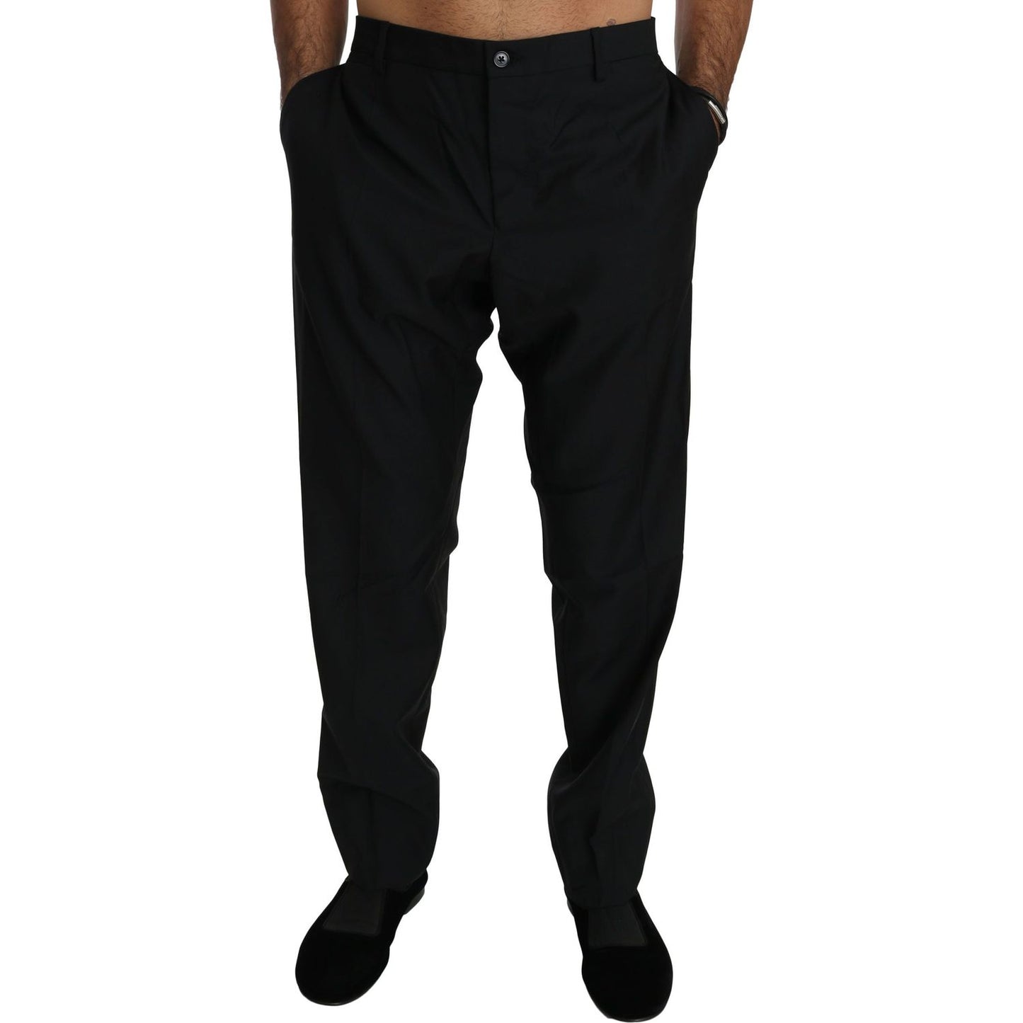 Dolce & Gabbana Elegant Black Virgin Wool Dress Pants Jeans & Pants Dolce & Gabbana