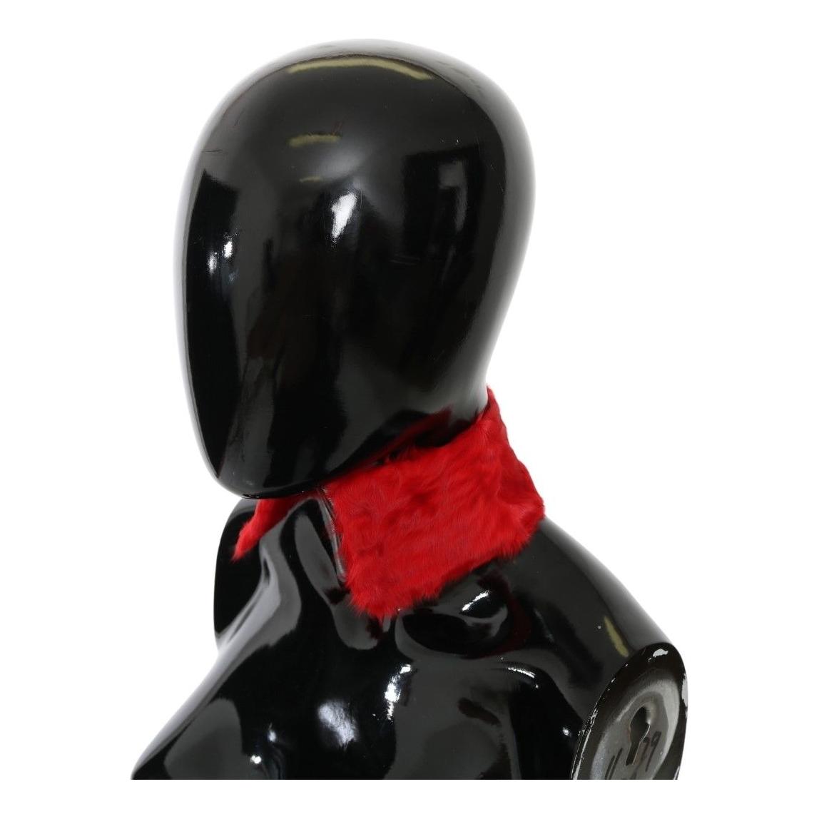 Dolce & Gabbana Red Fur Neck Collar Wrap Lambskin Scarf