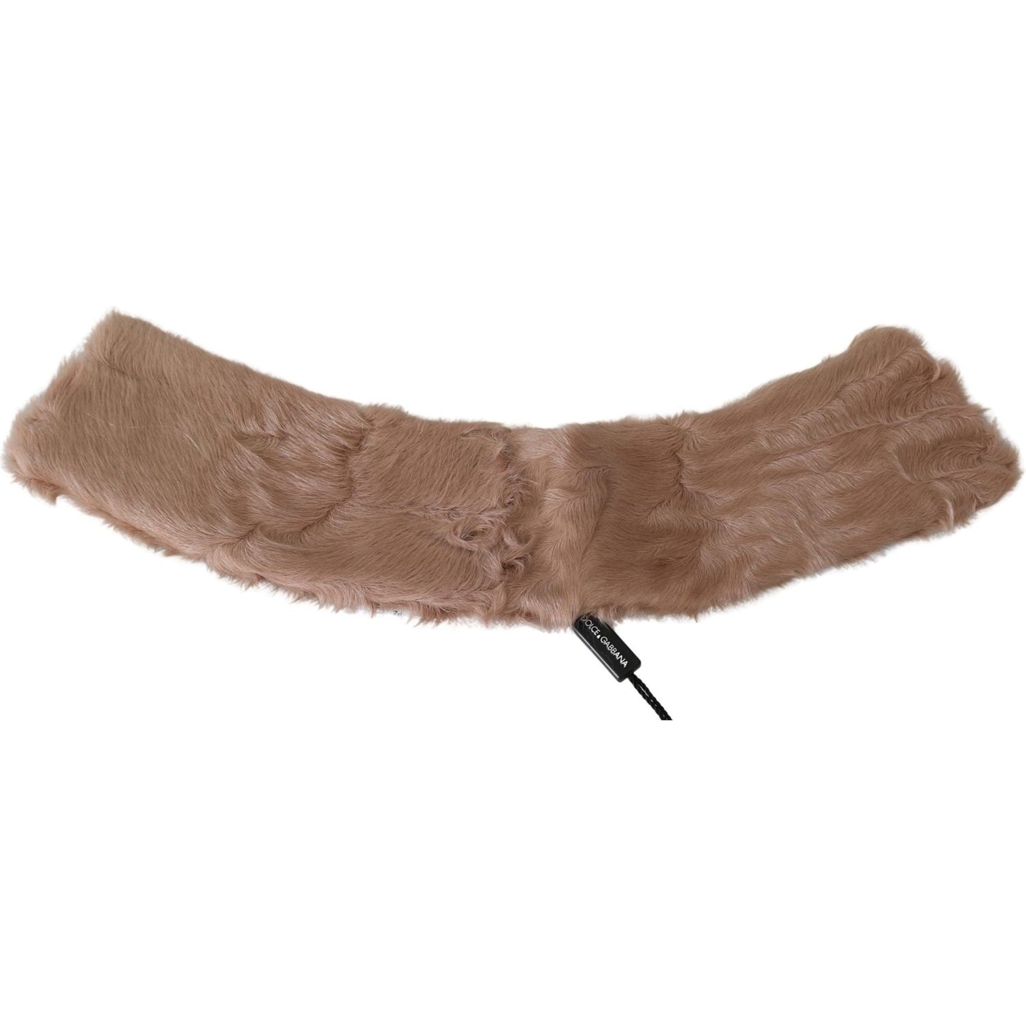 Dolce & Gabbana Beige Fur Neck Collar Lambskin Scarf