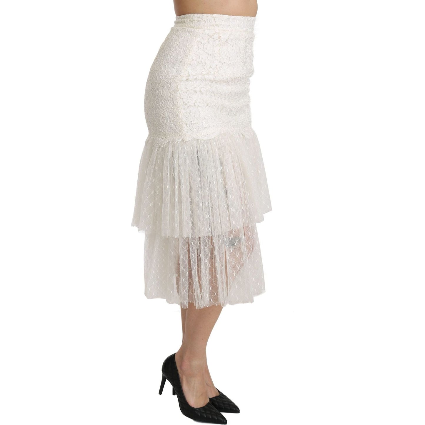 Dolce & Gabbana Elegant White Lace High-Waist Skirt Dolce & Gabbana