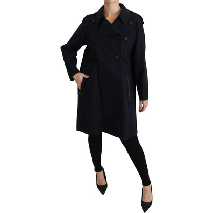 Dolce & Gabbana Coat Blue Cotton Women Trench Jacket