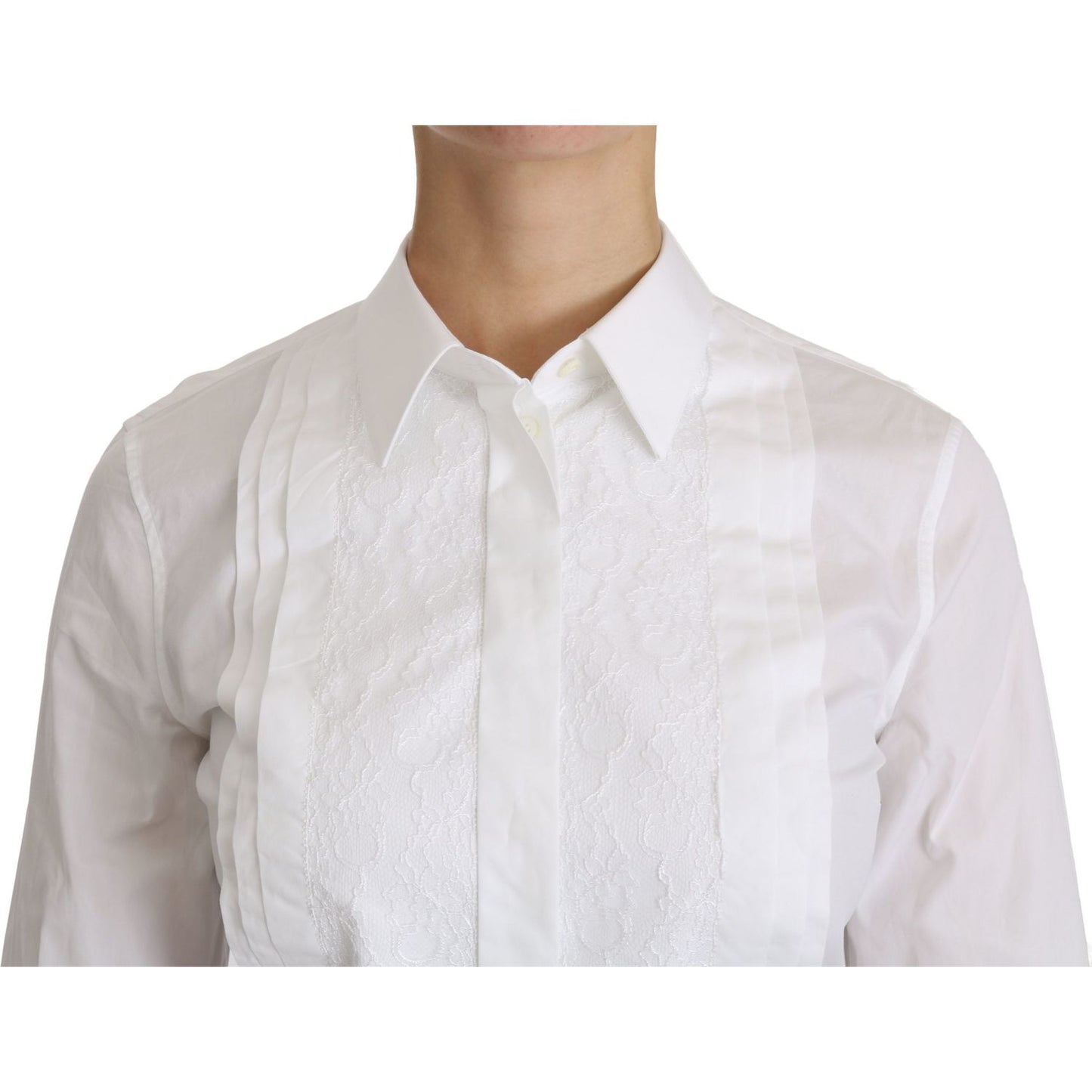 Dolce & Gabbana Elegant White Collared Long Sleeve Polo Top Dolce & Gabbana