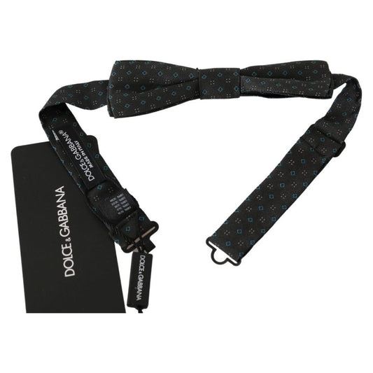 Dolce & Gabbana Gray Patterned Mens Necktie Papillon 100% Silk Bow Tie Bow Tie