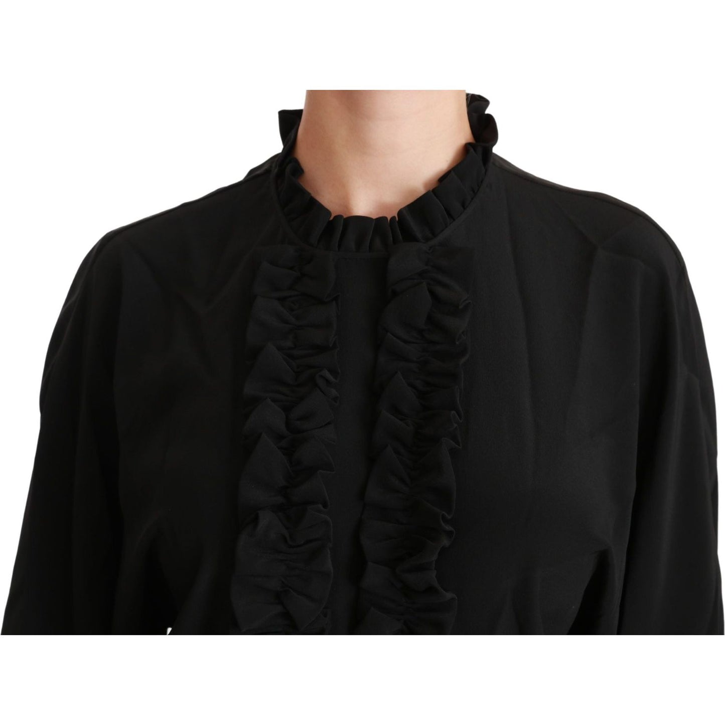 Dolce & Gabbana Elegant Black Silk Short Sleeve Blouse Dolce & Gabbana