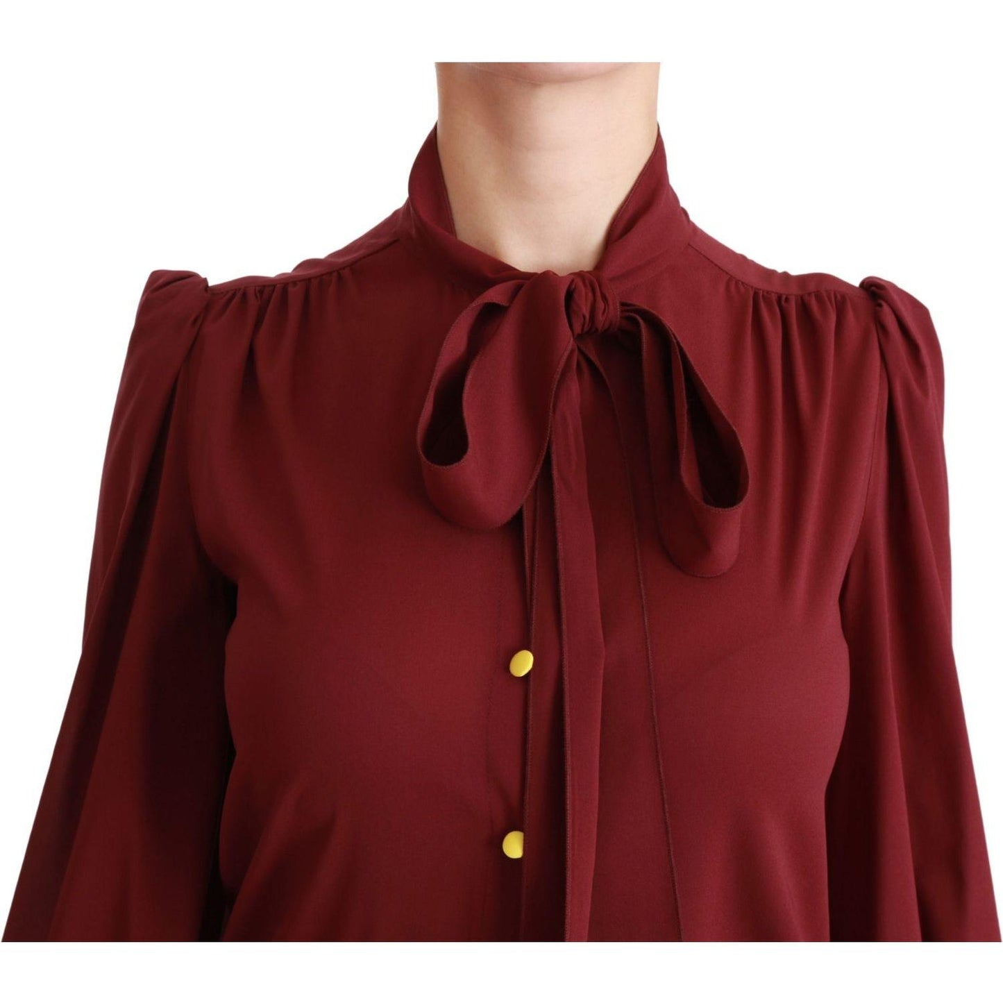 Dolce & Gabbana Elegant Maroon Silk Blend Polo Blouse Dolce & Gabbana