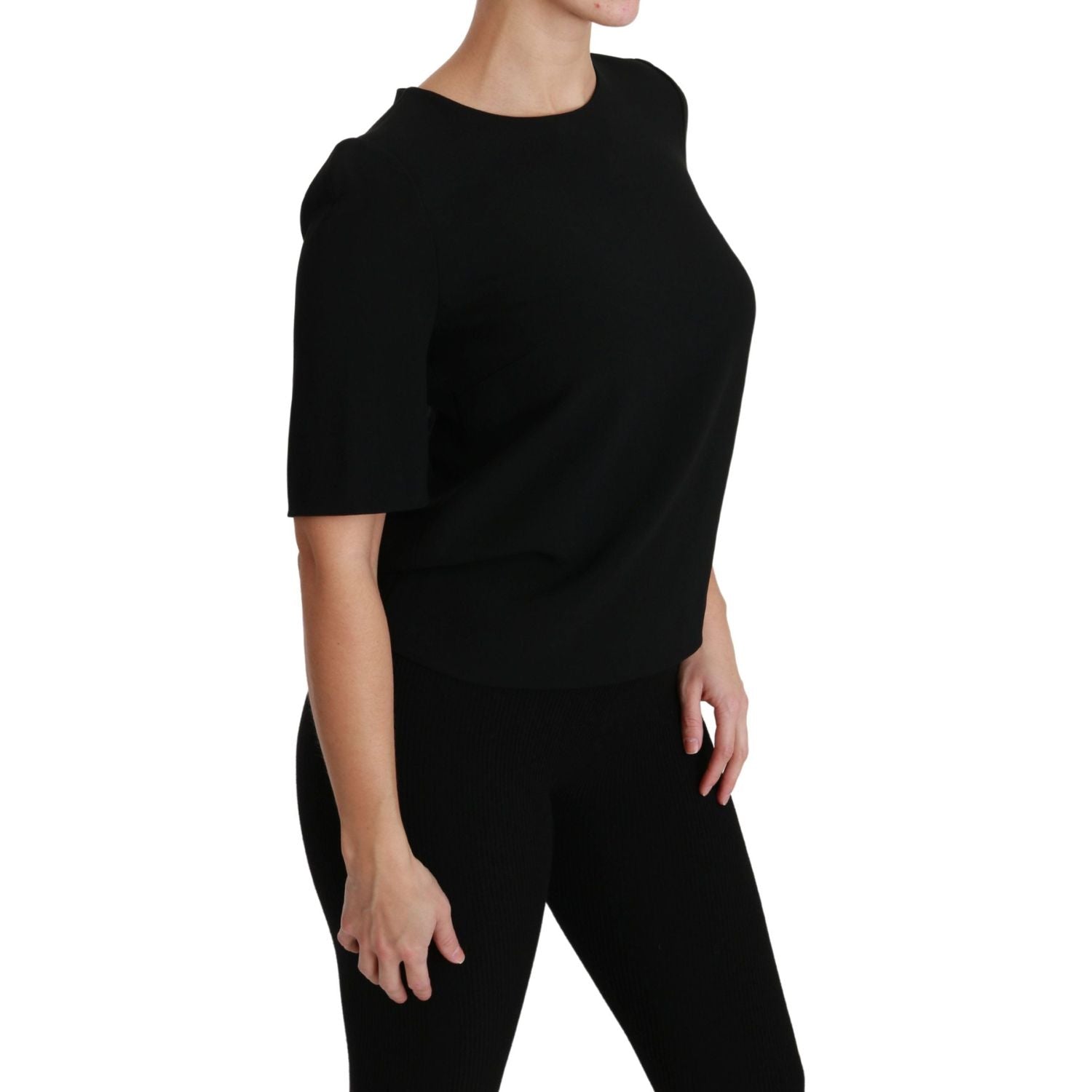 Dolce & Gabbana Black Short Sleeve Casual Top Stretch Blouse