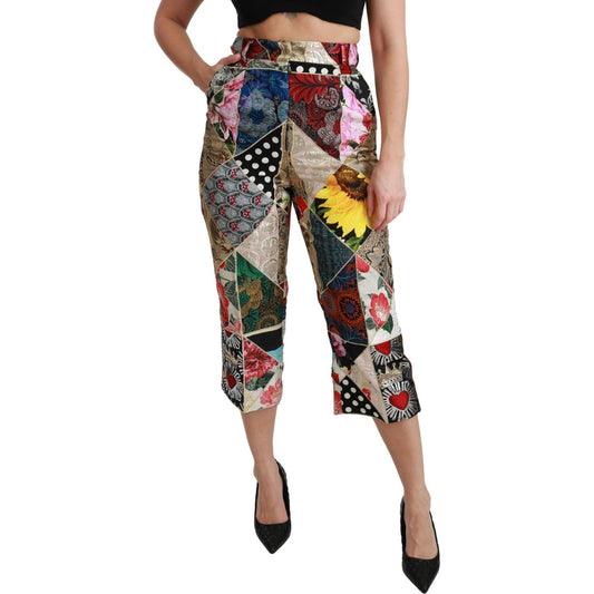 Dolce & Gabbana Elegant High Waist Cropped Silk Blend Trousers Dolce & Gabbana