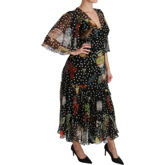 Dolce & Gabbana Elegant Silk Pleated A-Line Maxi Dress Dolce & Gabbana