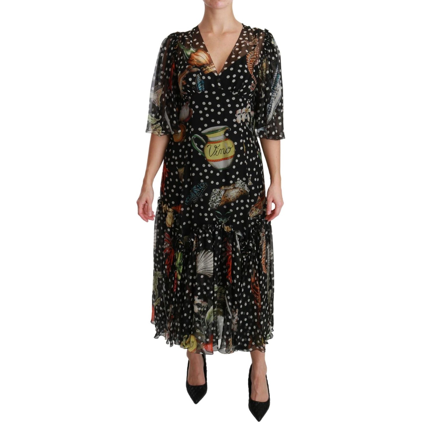 Dolce & Gabbana Elegant Silk Pleated A-Line Maxi Dress Dolce & Gabbana