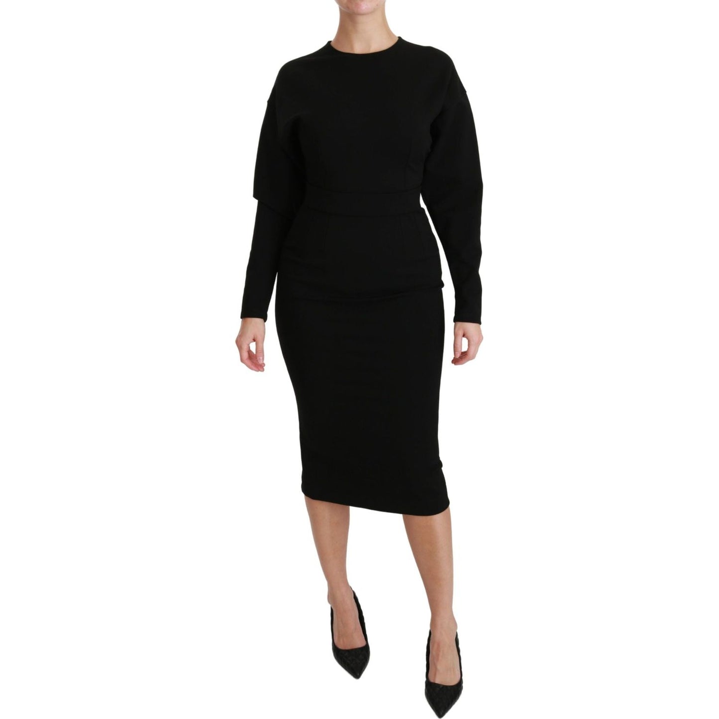 Dolce & Gabbana Elegant Black Bodycon Sheath Midi Dress Dresses Dolce & Gabbana