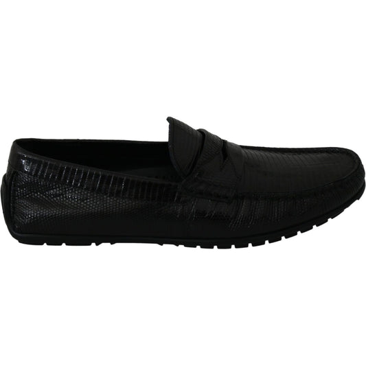 Dolce & Gabbana Exquisite Black Lizard Leather Loafers Dolce & Gabbana