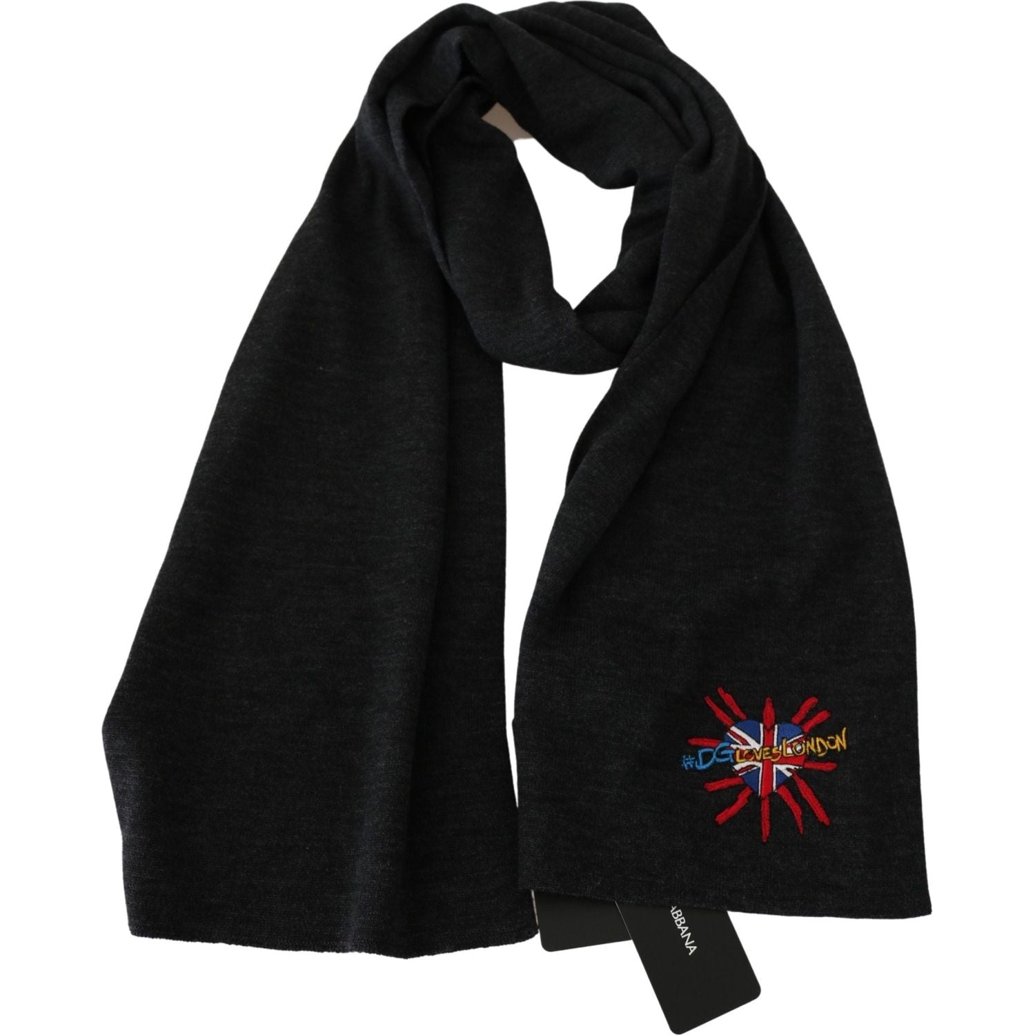 Dolce & Gabbana Gray #DGLovesLondon Wool Wrap Wool Scarf