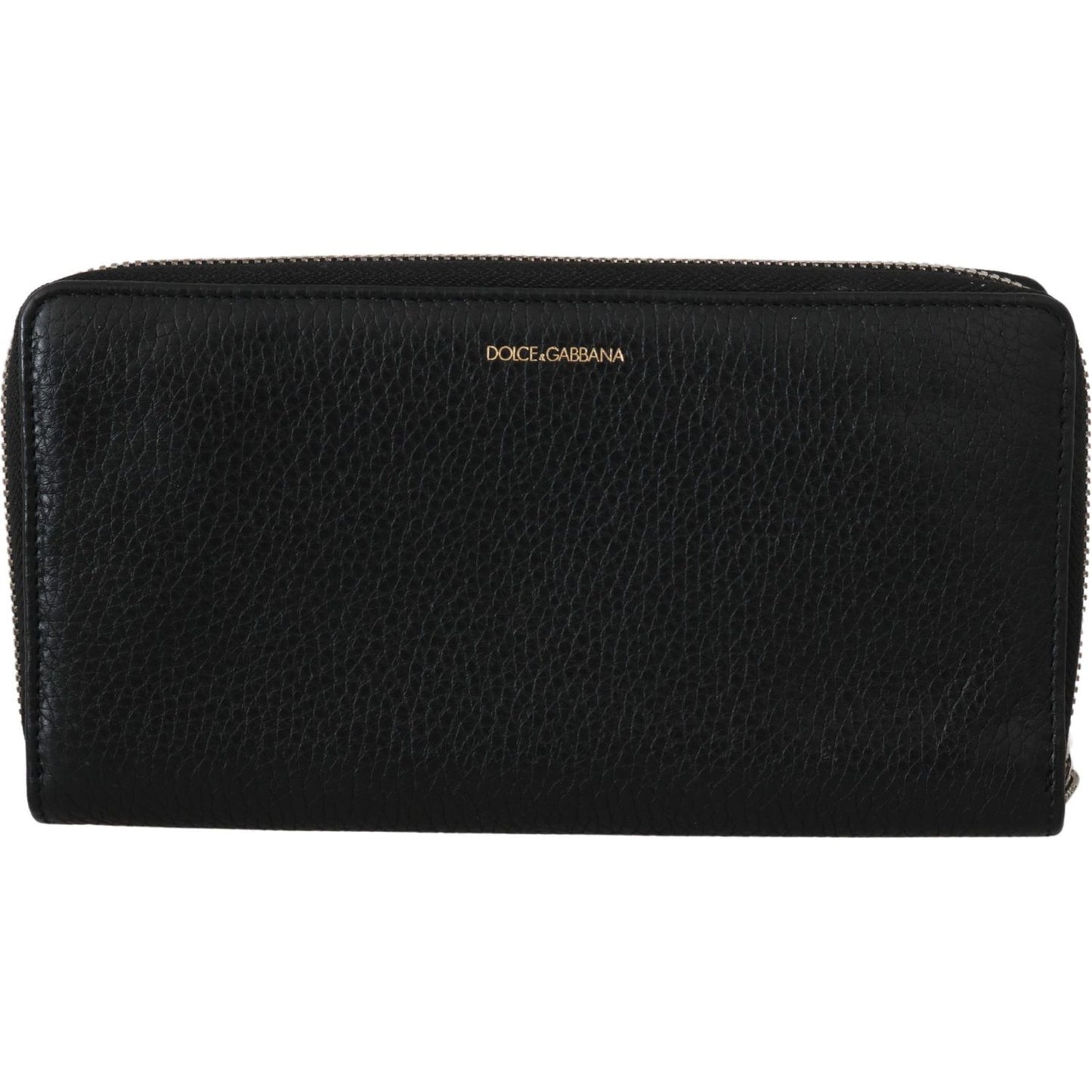 Dolce & Gabbana Elegant Black Leather Zip Continental Wallet Purse Dolce & Gabbana