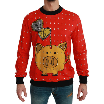 Dolce & Gabbana Red Crystal Pig of the Year Sweater Dolce & Gabbana