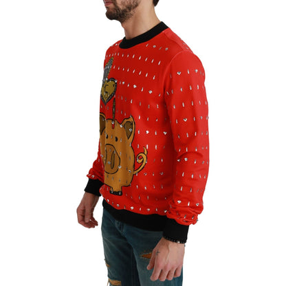 Dolce & Gabbana Red Crystal Pig of the Year Sweater Dolce & Gabbana