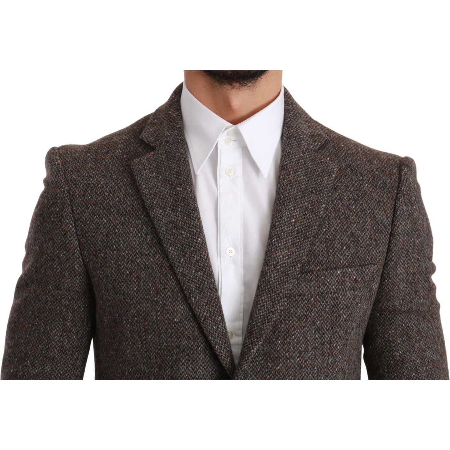 Dolce & Gabbana Elegant Brown Slim Fit Wool Blend Blazer Dolce & Gabbana