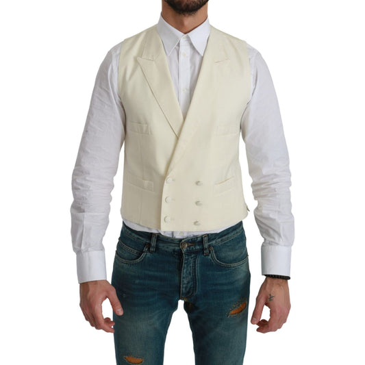 Dolce & Gabbana White Waistcoat Formal Wool Vest Dolce & Gabbana
