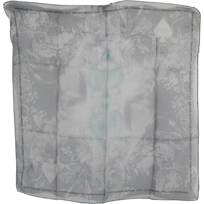 Costume National Gray Silk Shawl Foulard Wrap Scarf