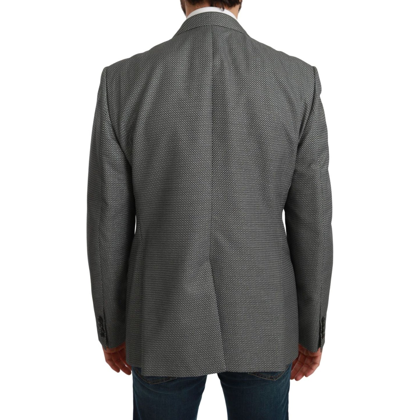 Dolce & Gabbana Elegant Gray Fantasy Pattern Slim Fit Blazer Dolce & Gabbana