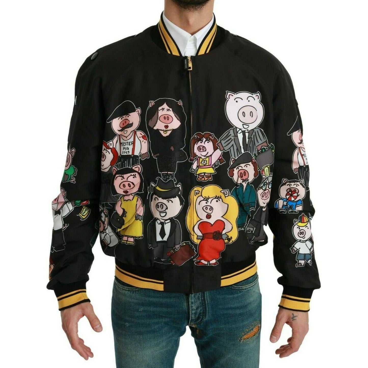 Dolce & Gabbana Multicolor Motive Bomber Style Jacket Coats & Jackets Dolce & Gabbana