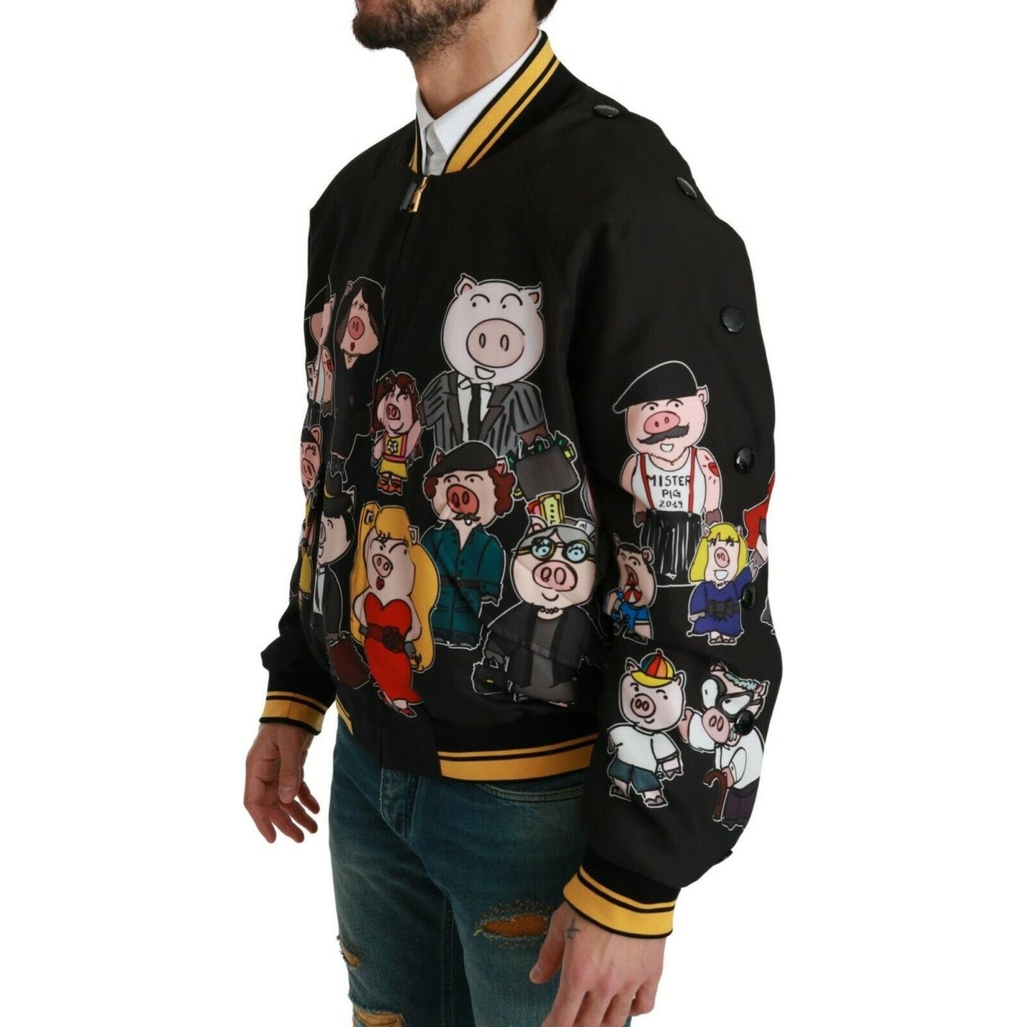 Dolce & Gabbana Multicolor Motive Bomber Style Jacket Coats & Jackets Dolce & Gabbana