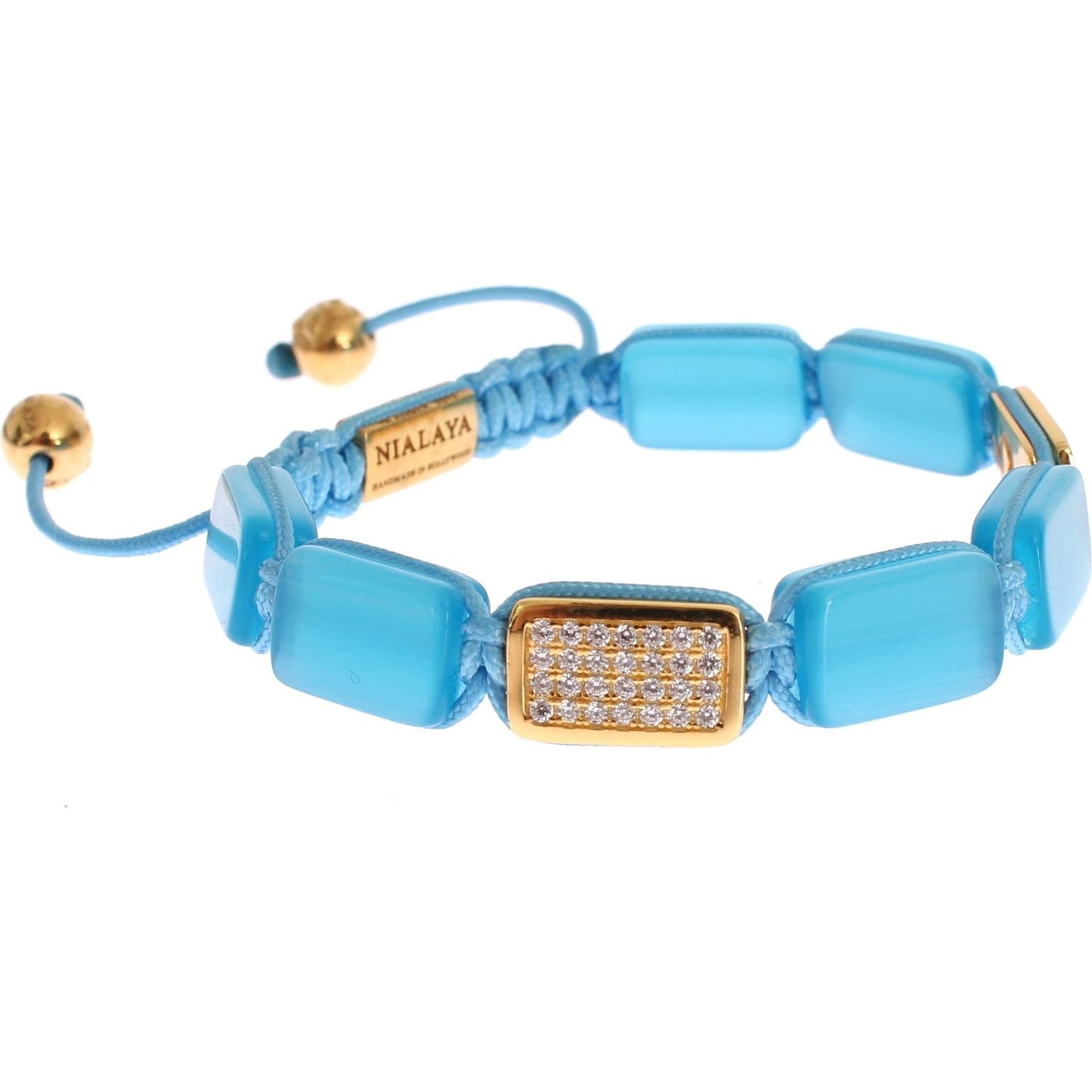 Nialaya Elegant Blue Opal & Diamond-Studded Bracelet Nialaya