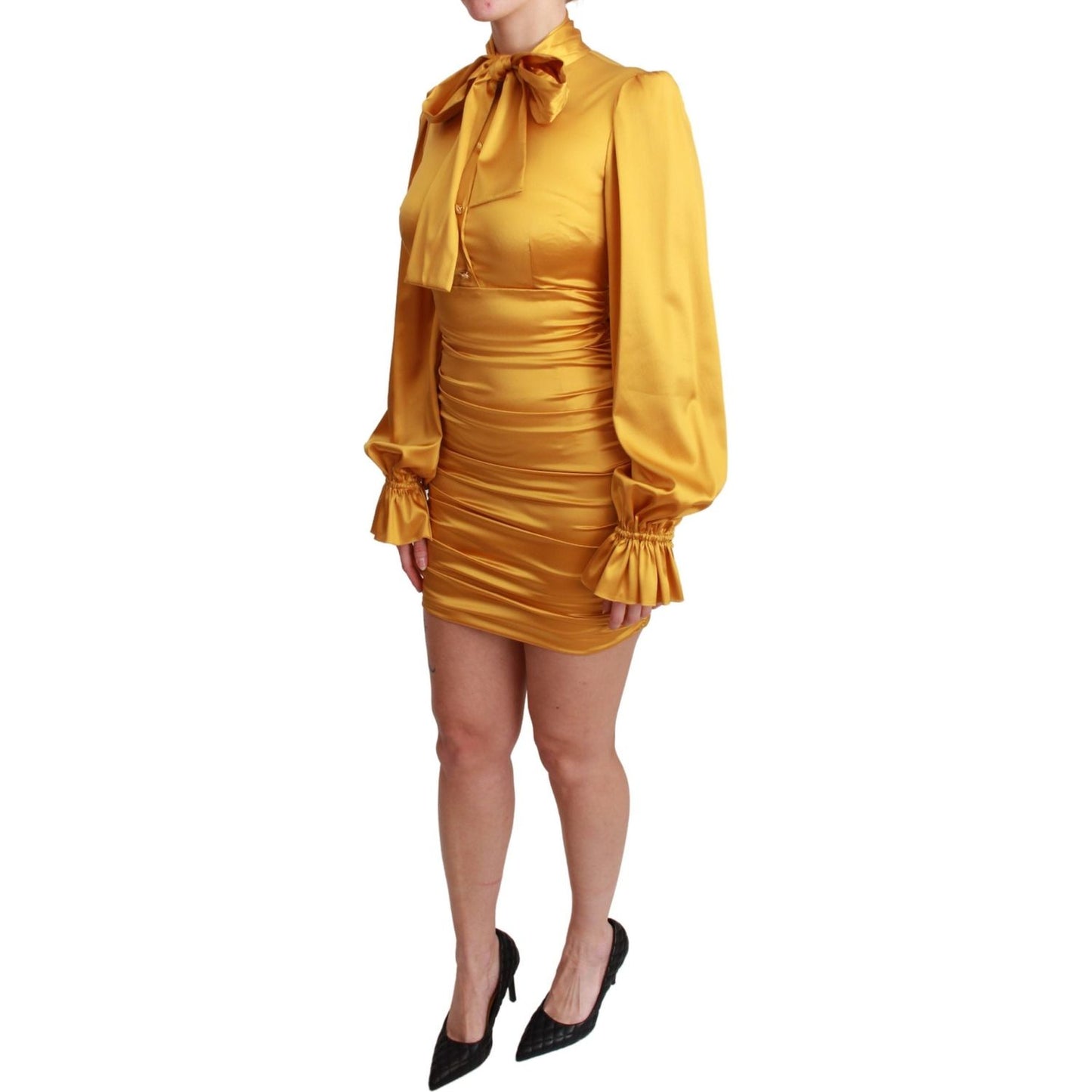Dolce & Gabbana Yellow Silk Stretch Sheath Bodycon Mini Dress