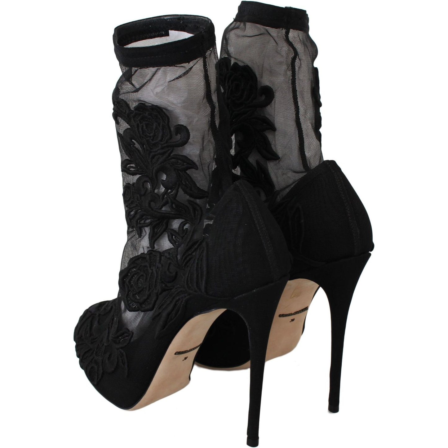 Dolce & Gabbana Embroidered Floral Stiletto Socks Booties Shoes Dolce & Gabbana