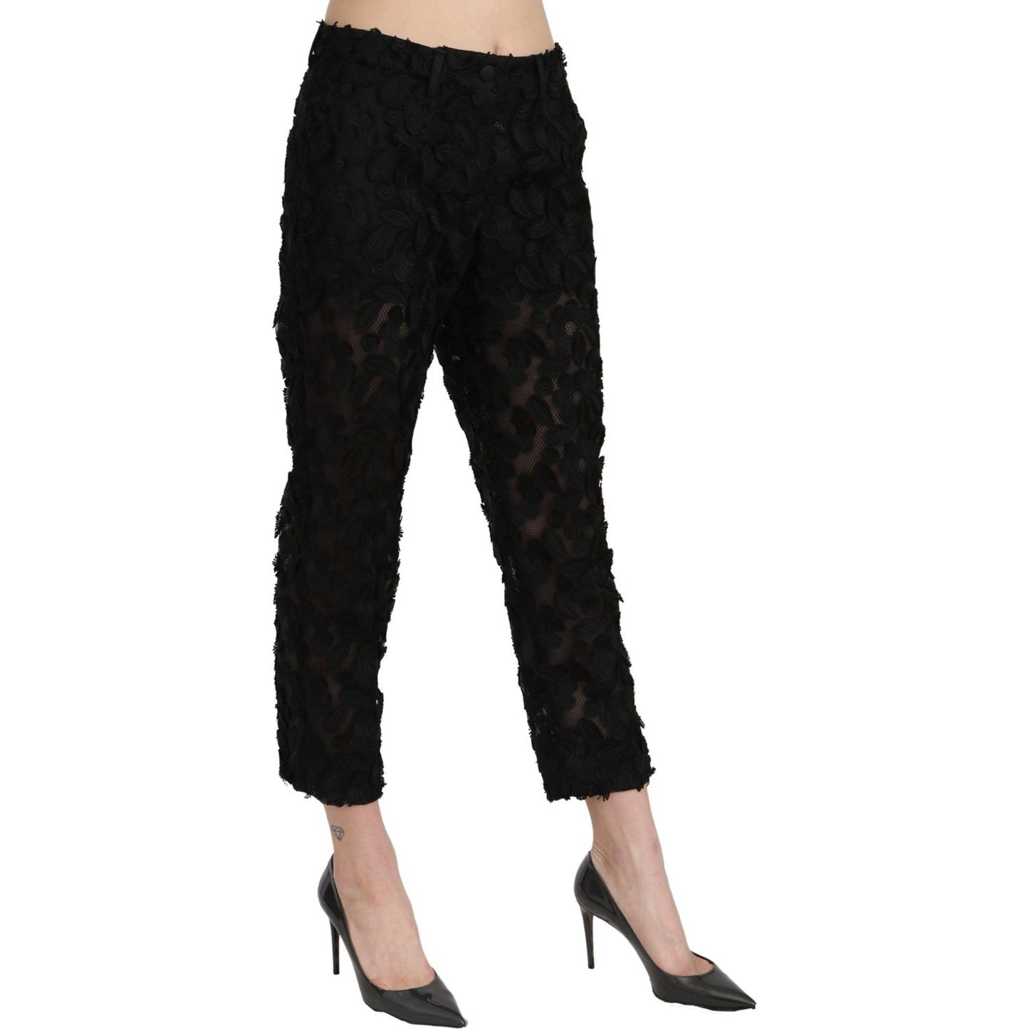 Dolce & Gabbana Elegant Straight Cropped Lace Trousers Jeans & Pants Dolce & Gabbana