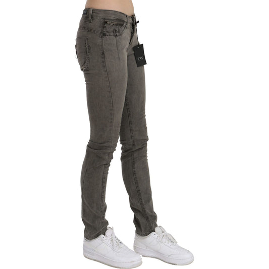 Costume National Chic Gray Slim Fit Cotton Jeans Costume National