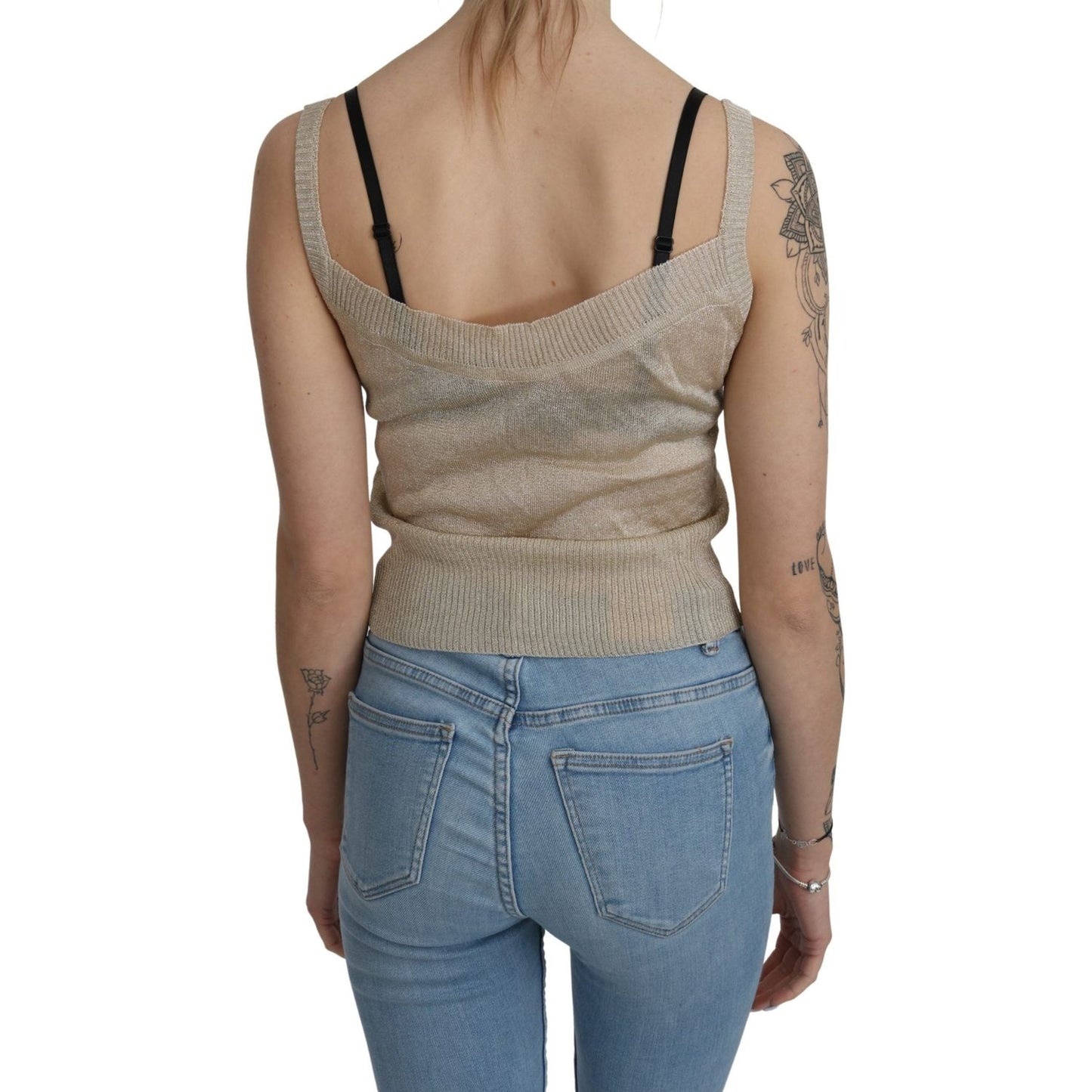 BYBLOS Beige Sleeveless Spaghetti Strap Tank See Through Top