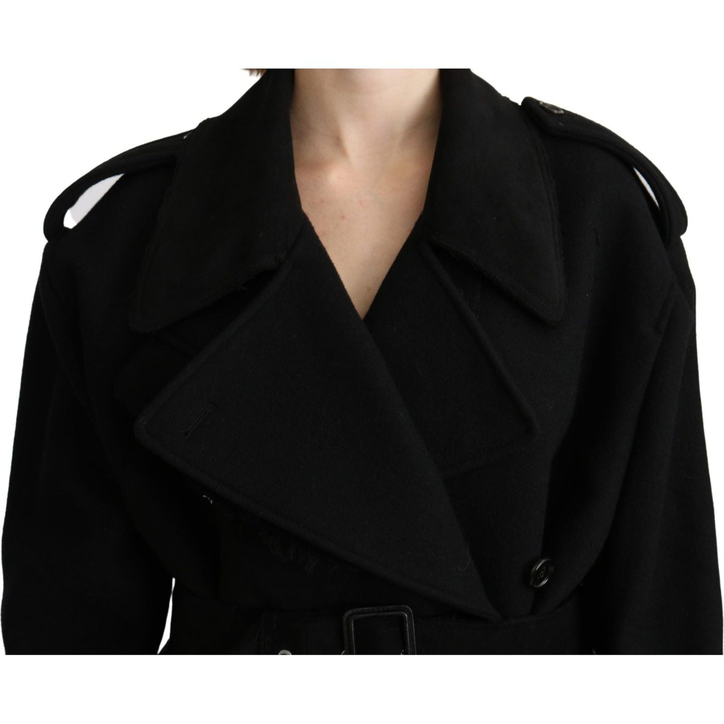 Dolce & Gabbana Elegant Black Wool Trenchcoat Dolce & Gabbana