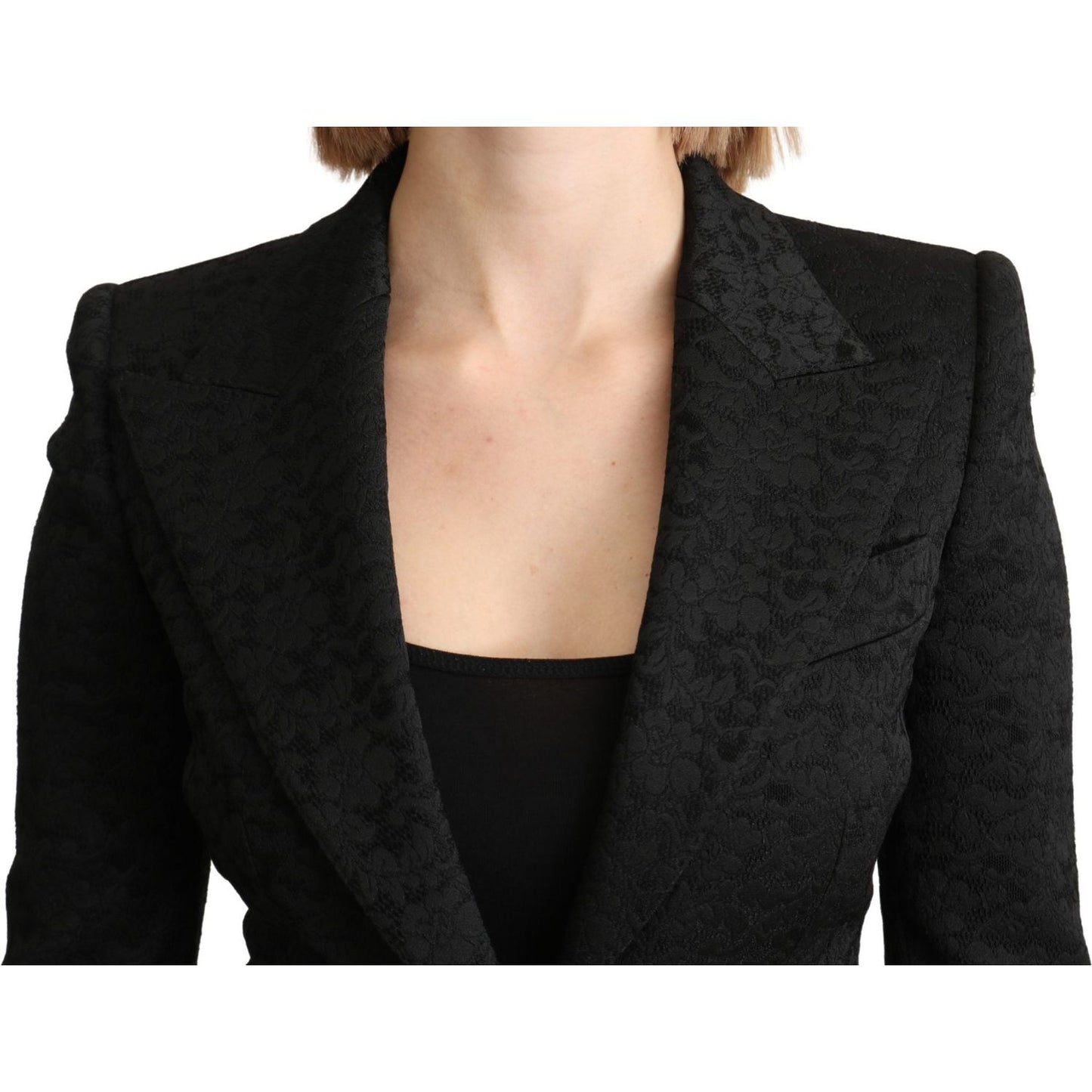 Dolce & Gabbana Elegant Black Brocade Single Breasted Blazer Dolce & Gabbana