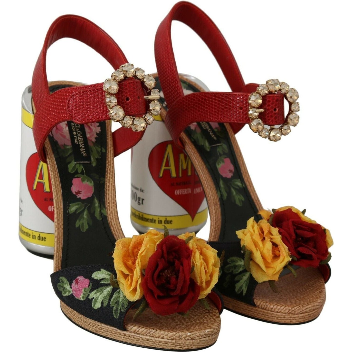 Dolce & Gabbana Multicolor Floral Crystal Embellished Sandals Dolce & Gabbana