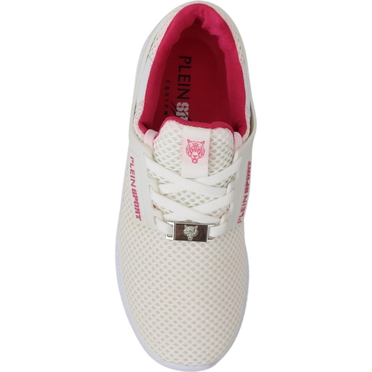 Philipp Plein White Pink Polyester Becky Sneakers Shoes