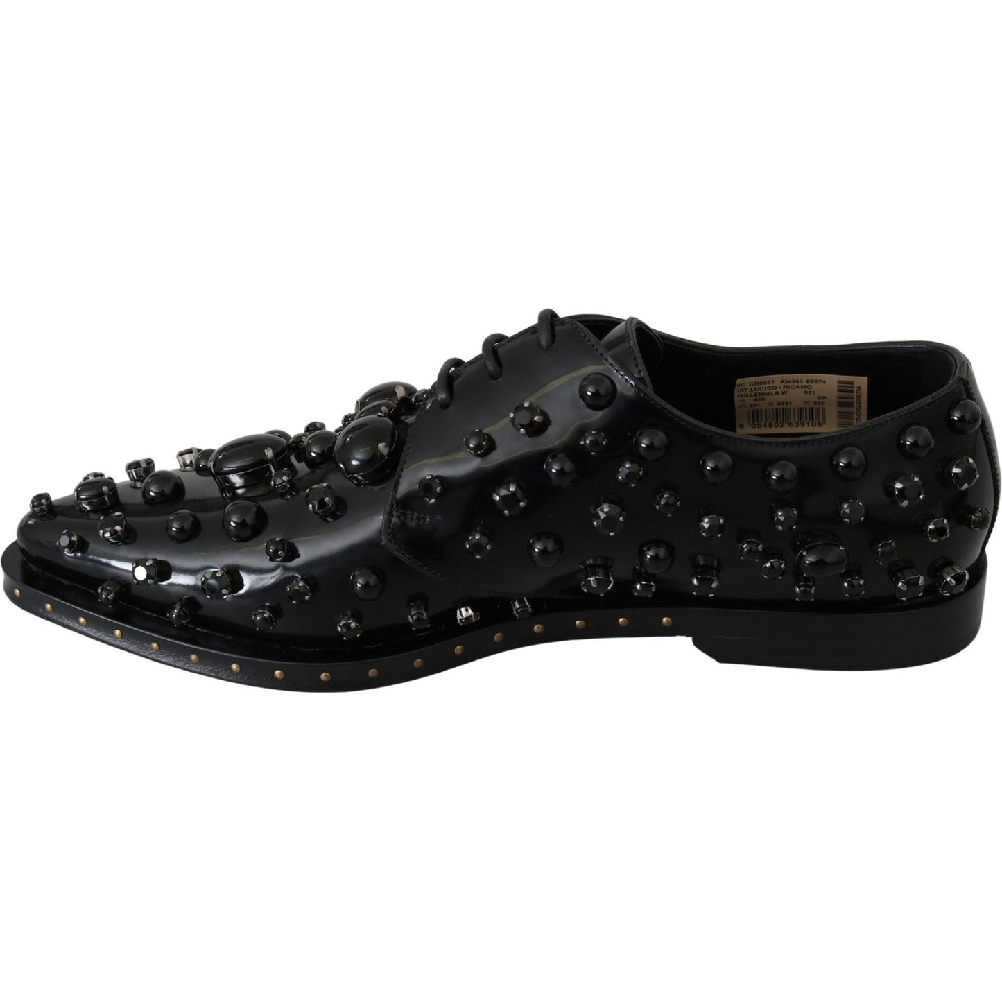 Dolce & Gabbana Elegant Black Crystal Leather Dress Shoes Dolce & Gabbana